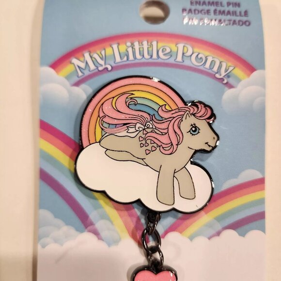 Loungefly My Little Pony Heart Dangle Rainbow Glitter Enamel Pin NEW - Picture 4 of 10